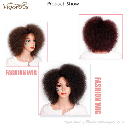 Vigorous Wholesale Top Quality Cheap Heat Resistant Vendor Afro Short Kinky Fluffy Wig For Black Women Synthetic Hair Wigs